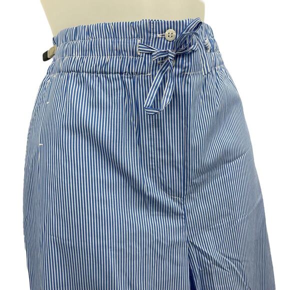 THAKOON Striped Straight Leg Trouser Blue White Drawstring High Waist Size 8 NEW - Picture 9 of 12